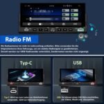 Junsun Drathlos Carplay Android Auto RDS mit Rückfahrkamera 1Din - obrazek 5