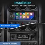 Junsun Drathlos Carplay Android Auto RDS mit Rückfahrkamera 1Din - obrazek 3